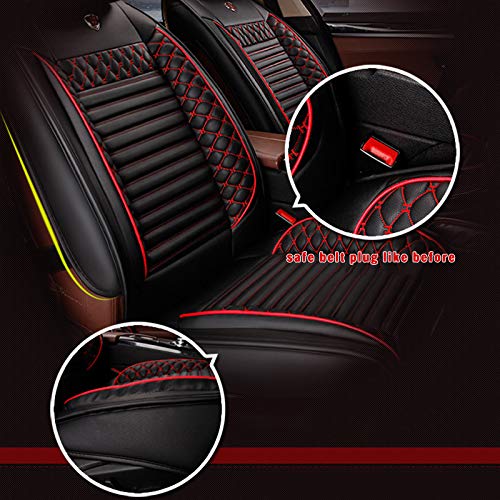 Premium Leatherette Car Seat Covers for BMW 7 Series (F01 F02 F03 F04 E23 E32 E38 E65 E66 G11 G13 G22 G12) - Compatible with 730i 740i 750i 740Li 745Li 750Li 760i Models - Front Seat Protectors (2-Piece Set, Black/Red) - Luxury Protection & Style Upgrade for Daily Commute & Road Trips