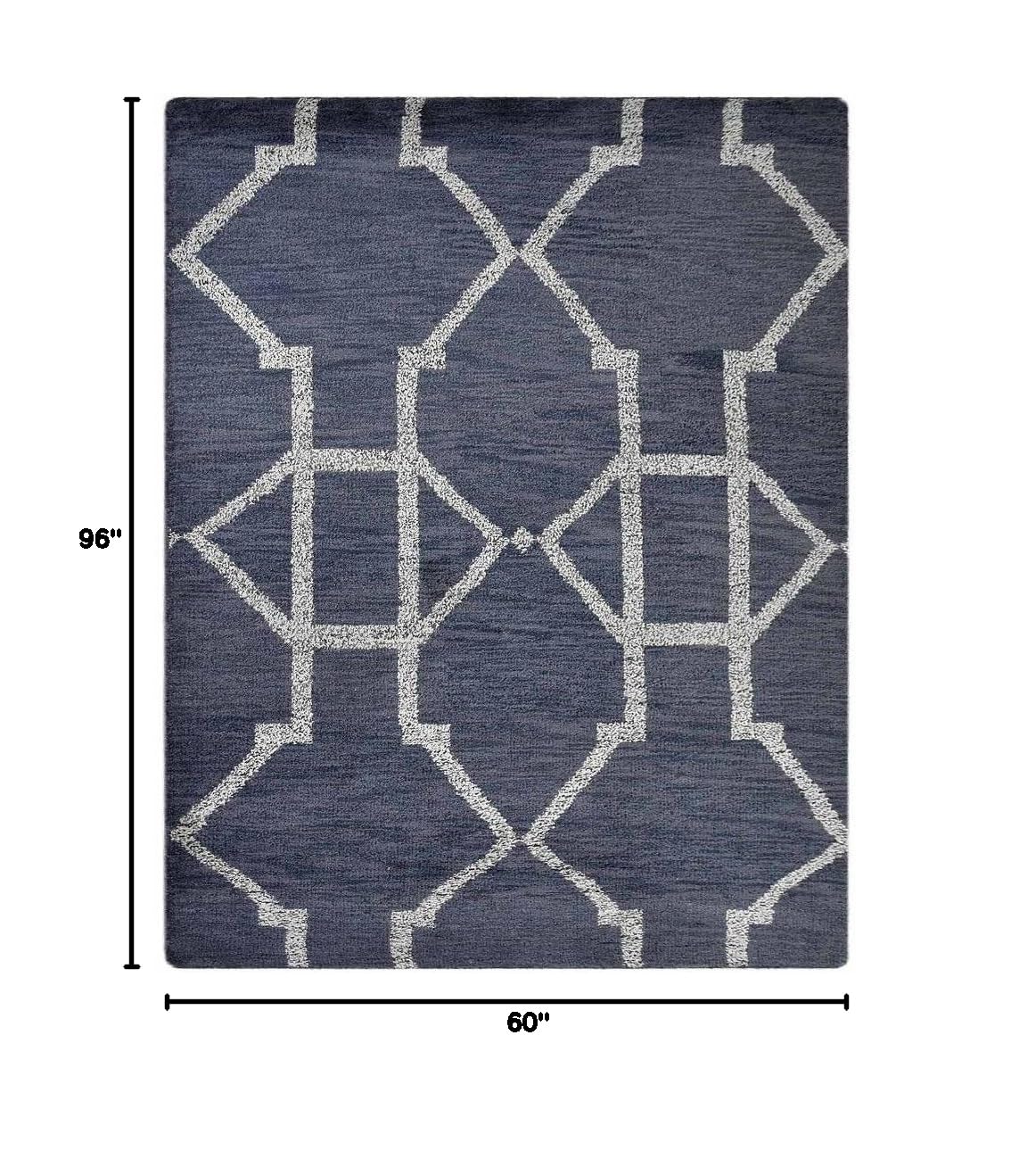 Hand Knotted Wool Geometric Area Rugs 5'x8' - Modern Rectangle Light Gray White Medium Pile Handmade Rug for Living Room, Bedroom, Office | Boho Chic Home Decor & Cozy Floor Covering
