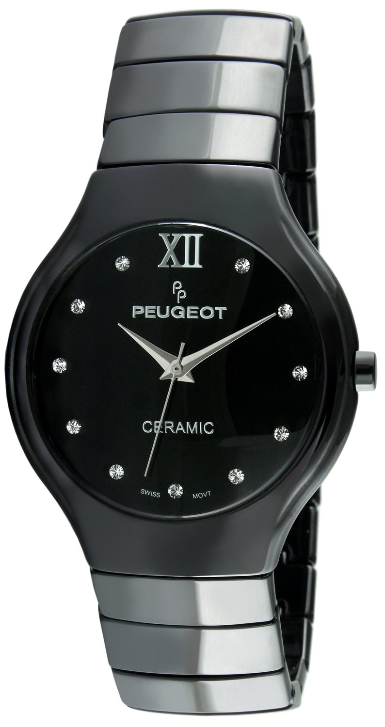 Peugeot Swiss Women's Ceramic Watch - Elegant Stainless Steel Deployment Buckle - Perfect for Office, Business Meetings & Formal Events