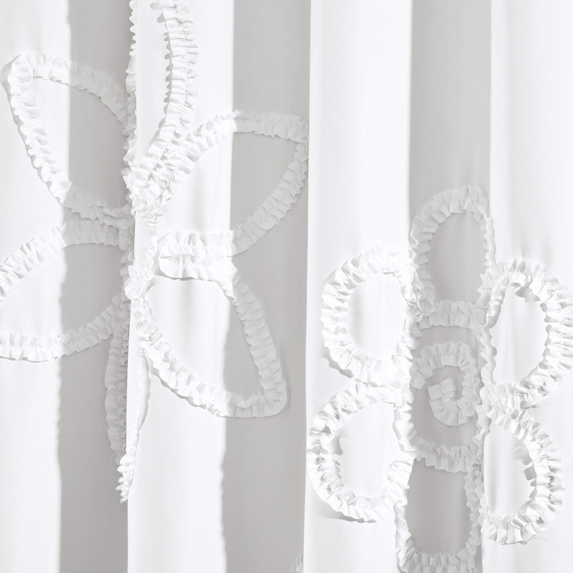 Lush Decor White Ruffle Flower Curtains 84x42