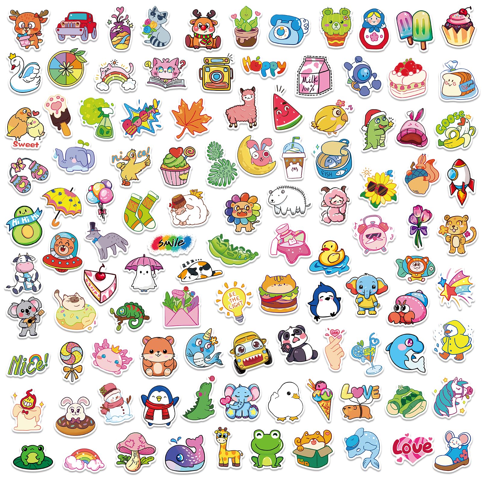 600 PCS Cute Waterproof Stickers for Kids - Kawaii Vinyl Decals for Water Bottles, Laptops, Hydro Flasks, Skateboards, Phones & More - Fun School Supplies & DIY Crafts for Boys and Girls