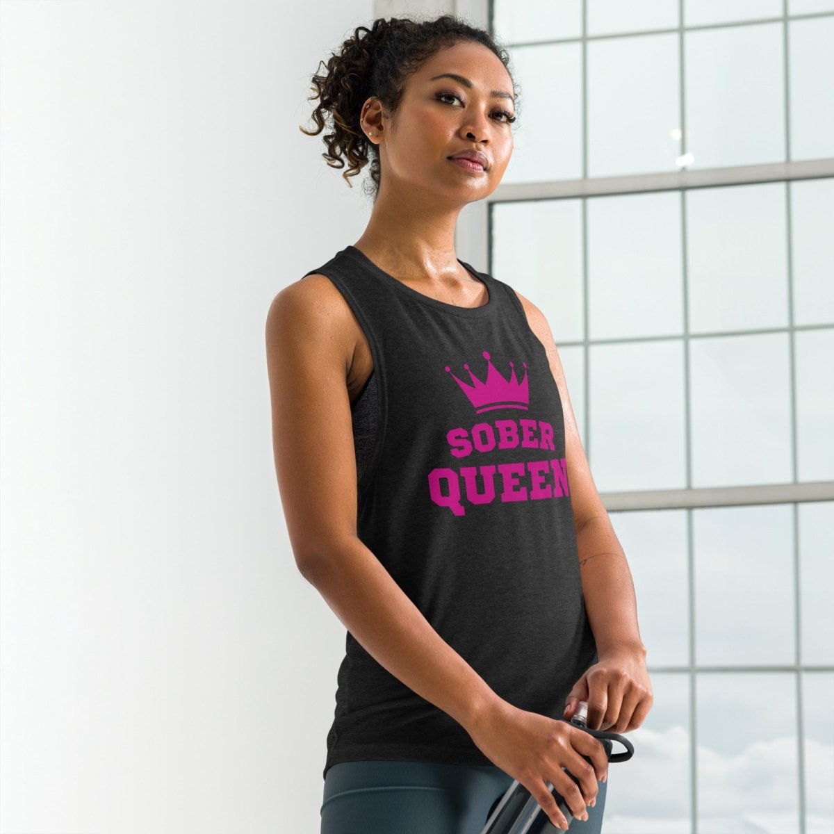 Sober Queen Flowy Muscle Tank Top for Women - Lightweight & Breathable Workout Shirt - Gym, Yoga, Running & Casual Wear