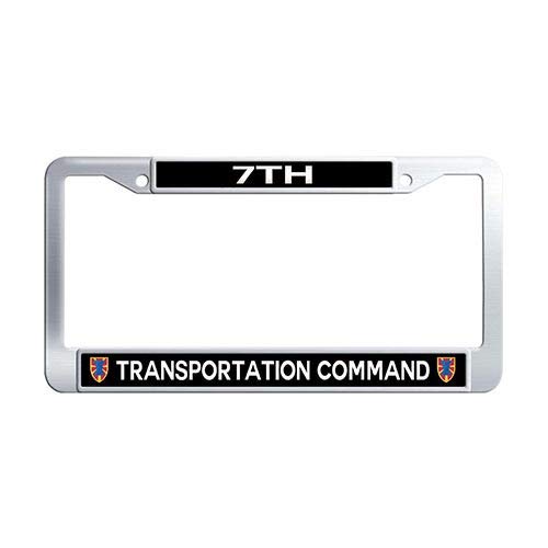 7th Transportation Command Auto License Plate Cover Holder - Stainless Steel Car Tag Frame - Durable & Rustproof for Military, Police, and Civilian Vehicles
