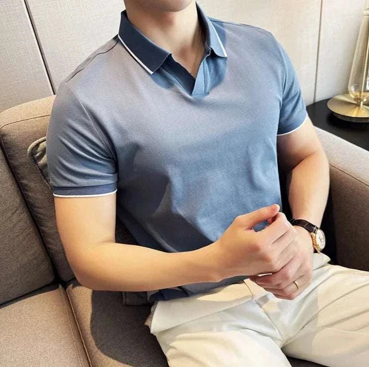 British Slim Fit Summer Polo Shirt for Men - Breathable Cotton Casual Short Sleeve Tee - Perfect for Golf, Office & Outdoor Activities