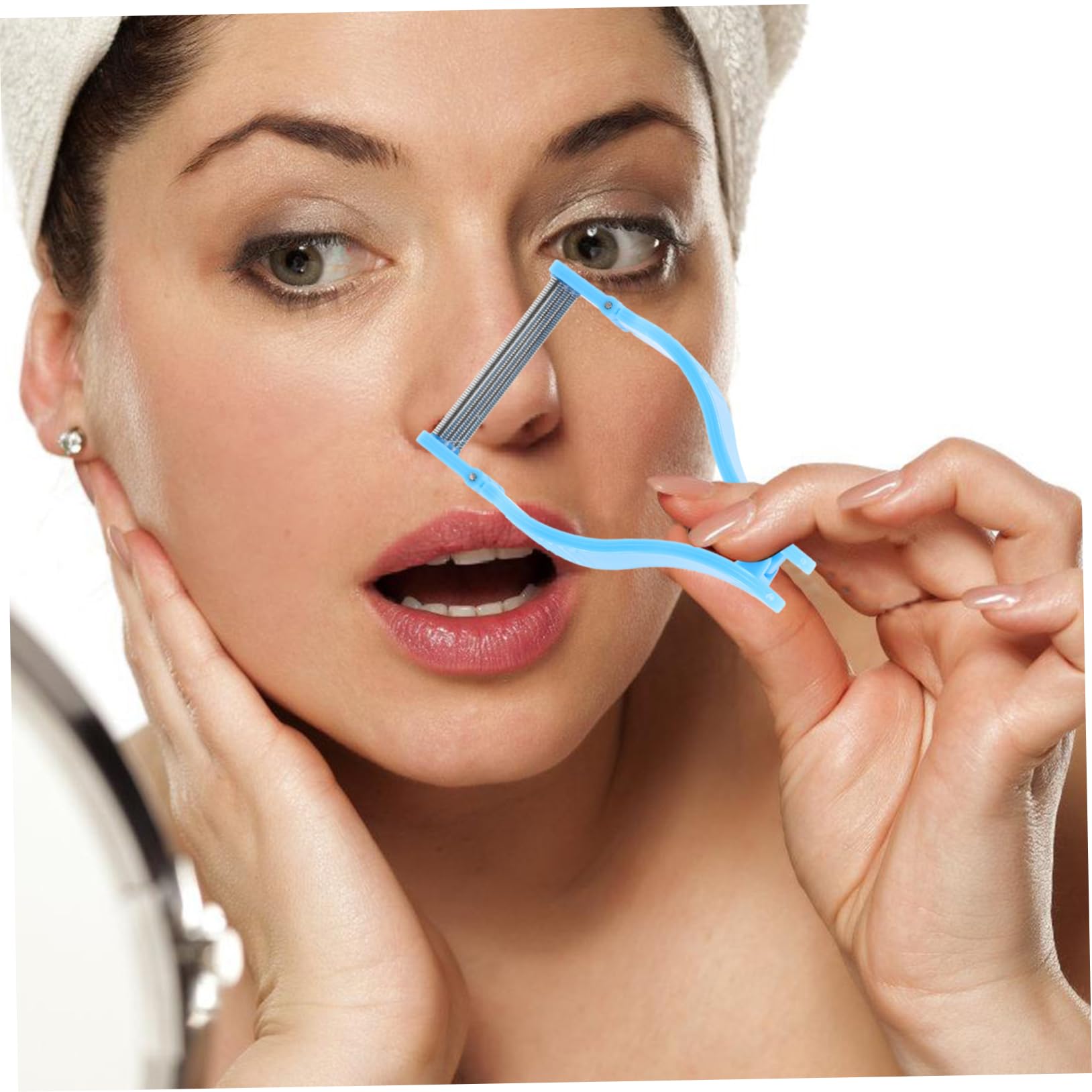 FRCOLOR Facial Hair Remover for Women - Painless Upper Lip & Face Hair Removal Tool with Blue Spring - Perfect for Smooth Skin at Home or Travel