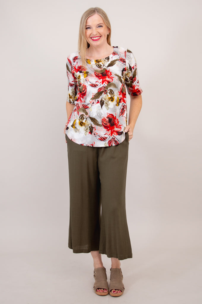 Liza Top Floral Youth Linen Bamboo Blouse - Stylish Summer Casual Wear for Women