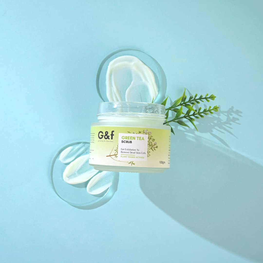 G&F Green Tea Anti-Acne Face Scrub with Beeswax, Aloe Vera & Bearberry Extract | 99.9% Acne Germ Killer | Exfoliating, Pimple Reduction & Oil Control for Soft Smooth Skin | Men & Women | Perfect for Daily Skincare & Post-Workout Cleansing