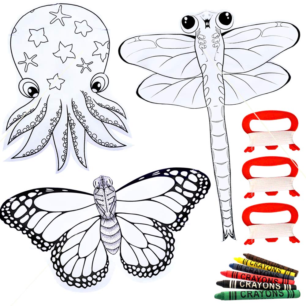 DIY Blank Painting Kite for Kids & Adults - White Diamond Kite Making Kit with Handles & Strings - Bulk Decorating Coloring Kites for Outdoor Parties, Family Fun & Creative Activities