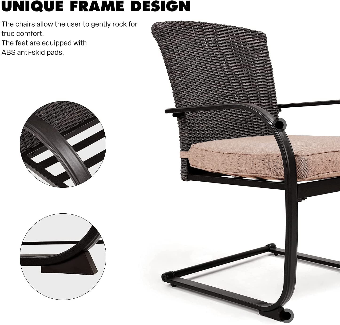 3-Piece Wicker Bistro Set with Cushions - Outdoor Patio Furniture for Balcony & Porch