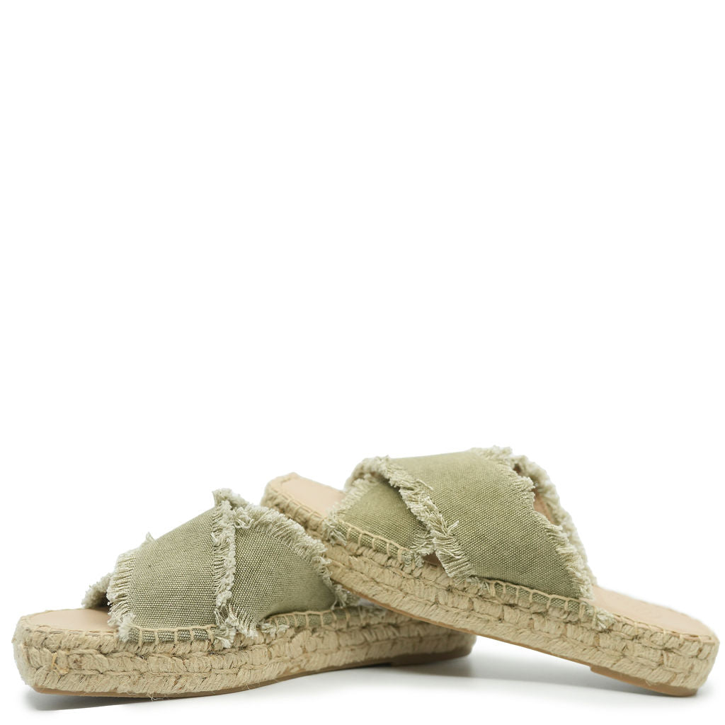 Blublonc Women's Jean Espadrille Slides - Comfortable Casual Summer Sandals with Denim Upper for Beach, Pool, and Everyday Wear