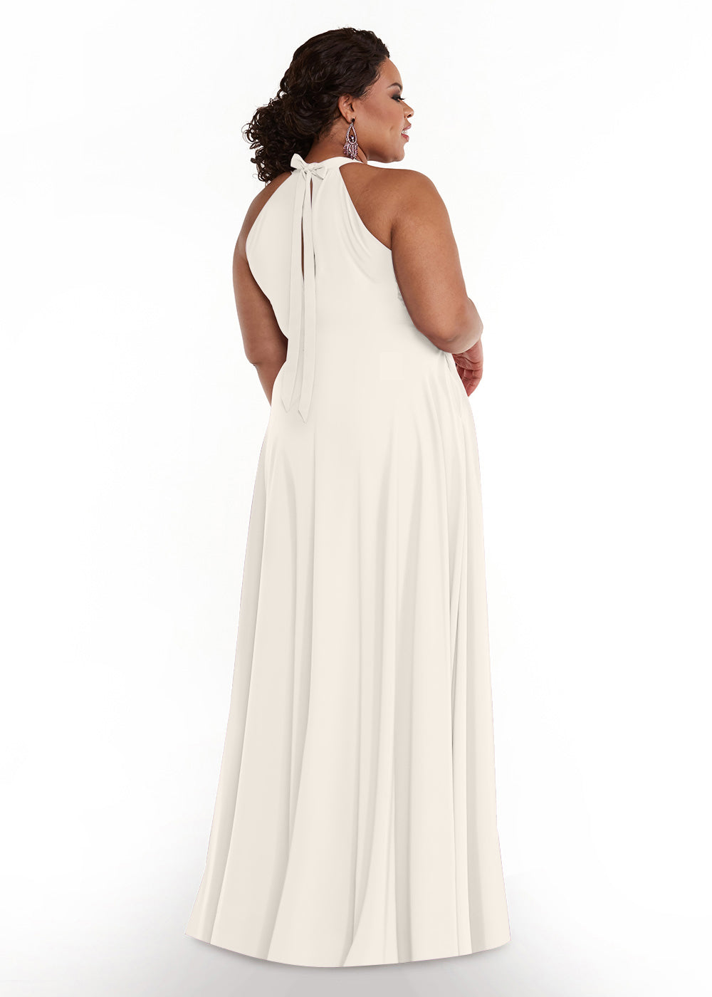 Elegant 83002 Stretch Chiffon A-Line Bridesmaid Dress with Adjustable Halter Neck - Perfect for Weddings, Formal Events & Special Occasions