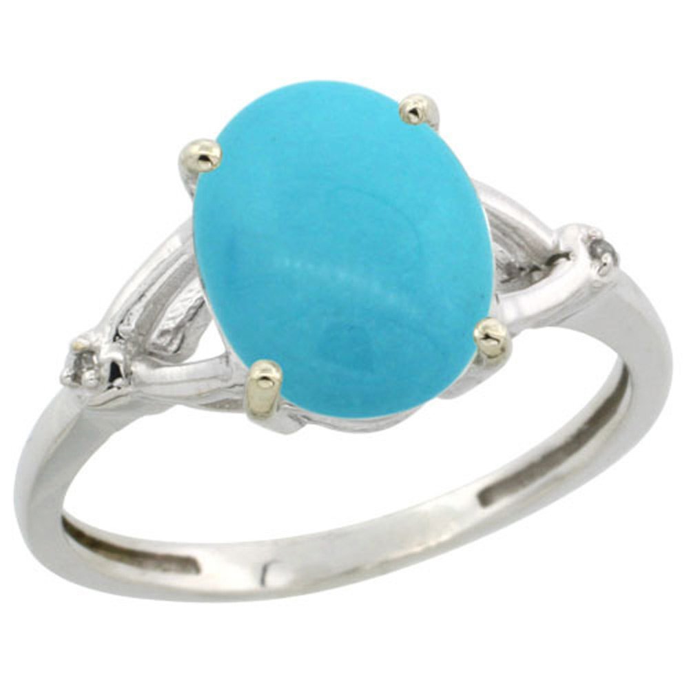 Exquisite Sterling Silver Diamond & Sleeping Beauty Turquoise Engagement Ring for Women - 3/8 Inch Wide, Sizes 5-10 - Perfect for Proposals, Anniversaries & Special Occasions