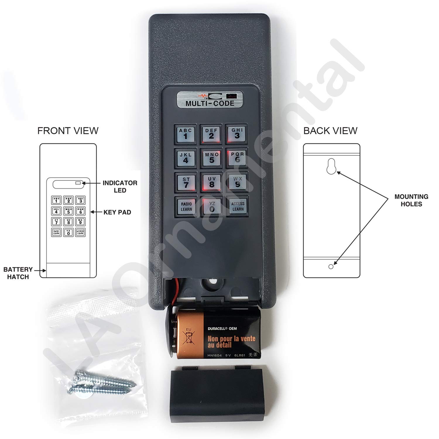 Linear 298601 310 MHz Wireless Programmable Digital Keyless Entry System for Garage Door & Gate Opener - Secure Remote Access for Homes & Businesses