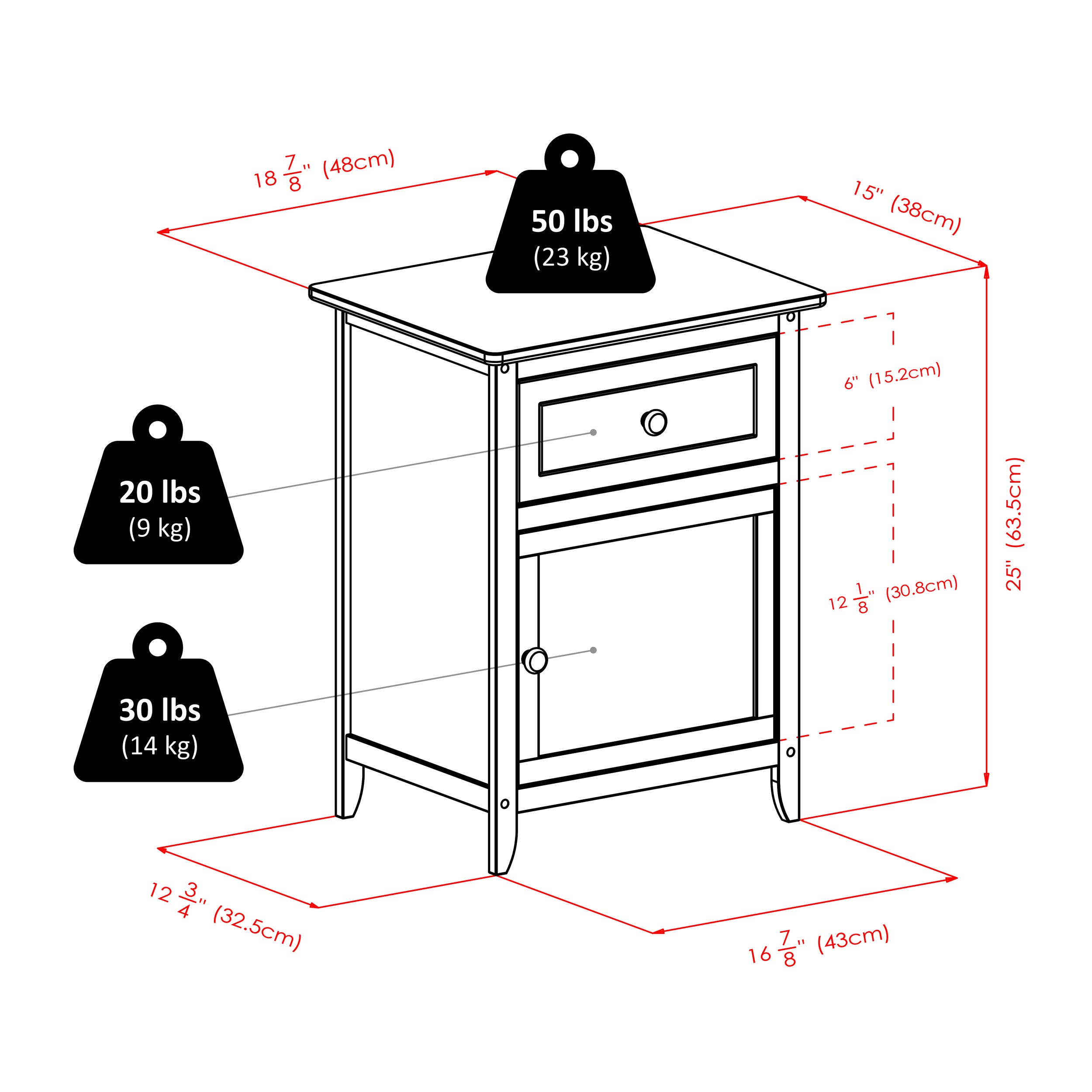 Winsome Wood White Nightstand with Drawer and Cabinet - Bedside Table with Storage for Bedroom, Living Room, Office | Compact Accent Table for Small Spaces