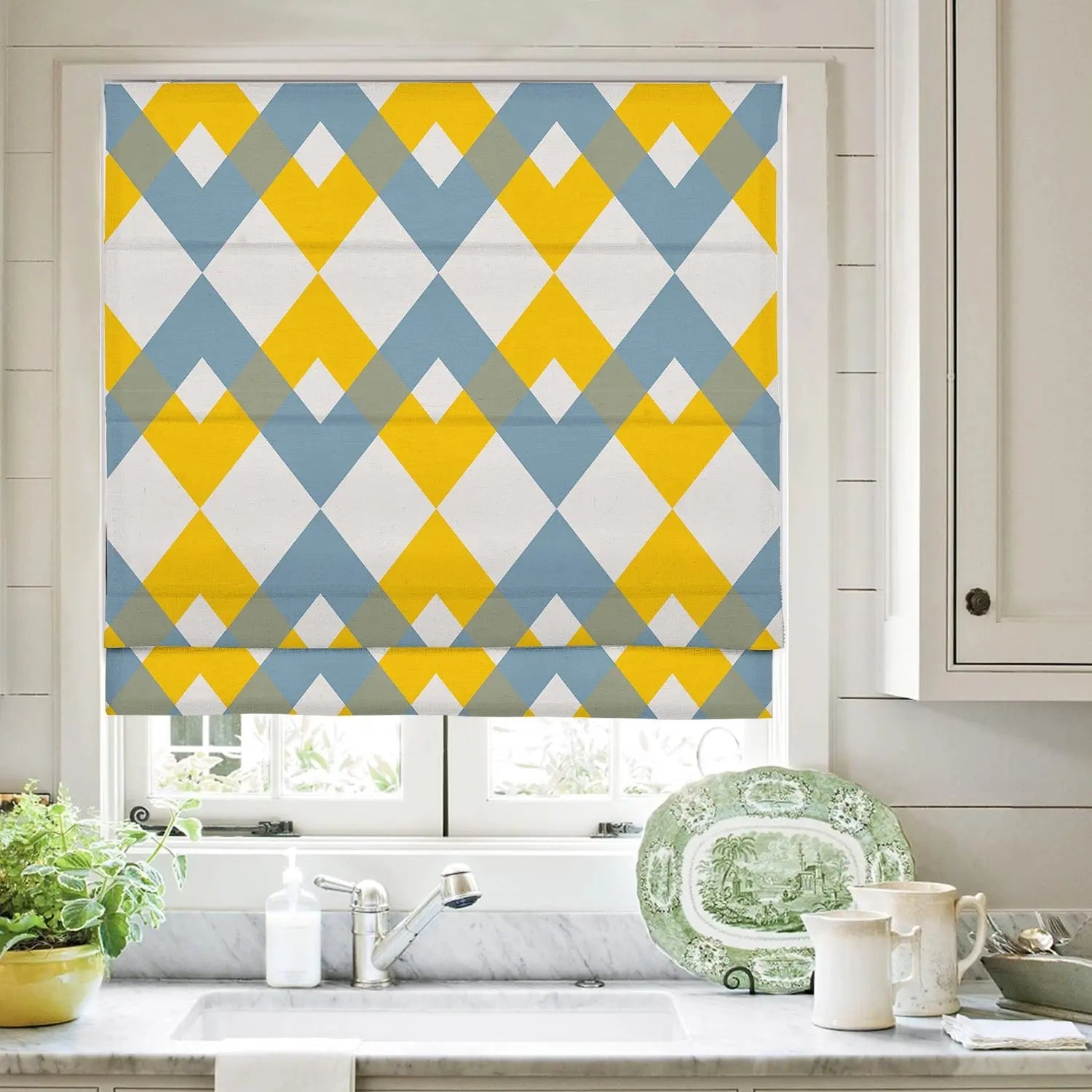 Printed Roman Shade Cord Lift - Elegant Window Treatment for Home & Office Decor | Easy Pull Cord System for Roman Blinds | Perfect for Living Rooms, Bedrooms & Offices