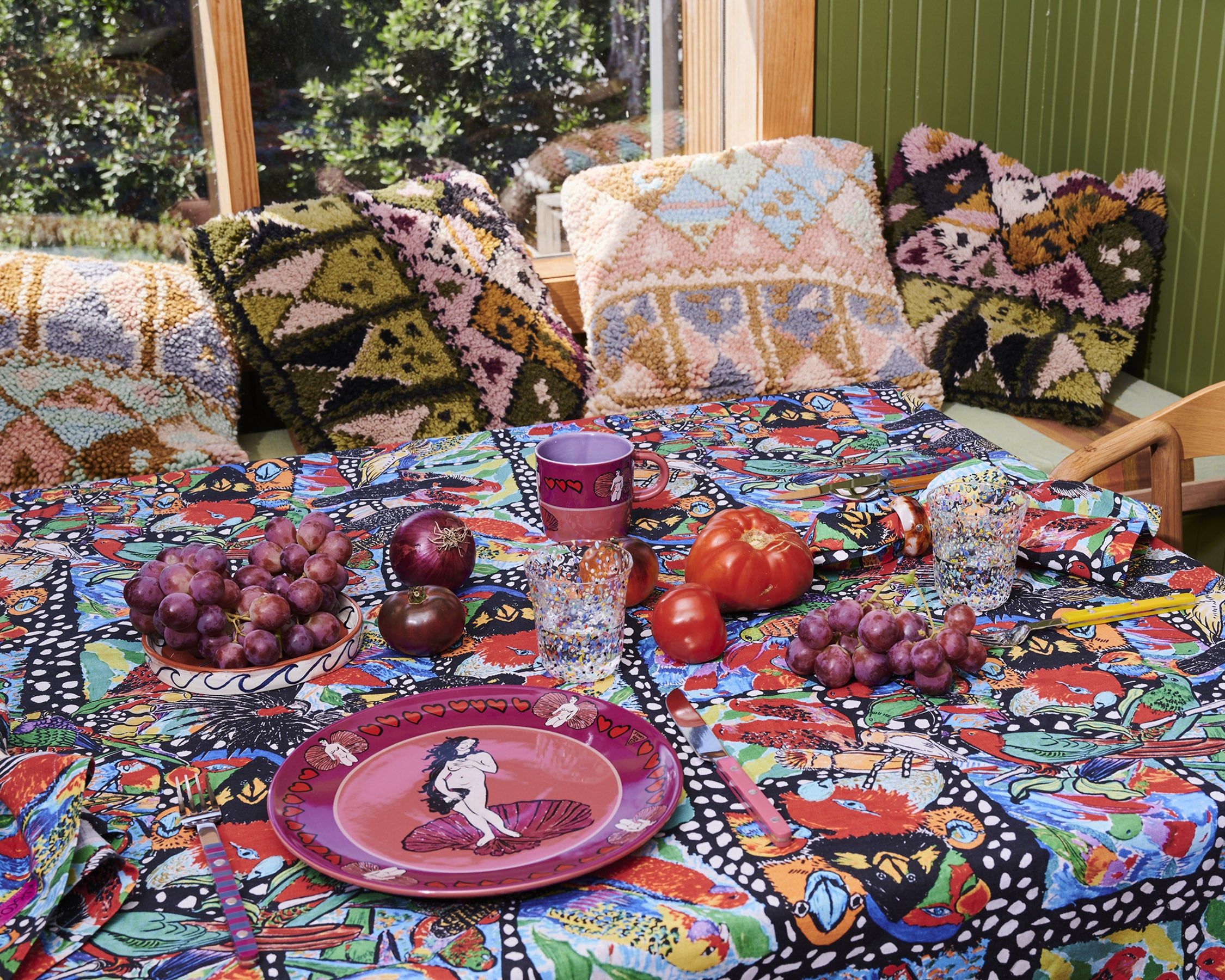 Kip&Co x Jenny Kee Parrots & Cockatoos Linen 4-Piece Napkin Set | Premium Cotton Table Linens for Dinner Parties, Weddings & Home Decor