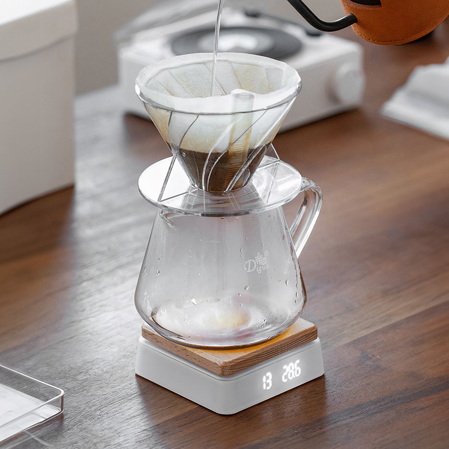 Premium Solid Wood Digital Kitchen Scale for Precise Tea & Coffee Brewing - Perfect for Home Baristas & Gourmet Cooking