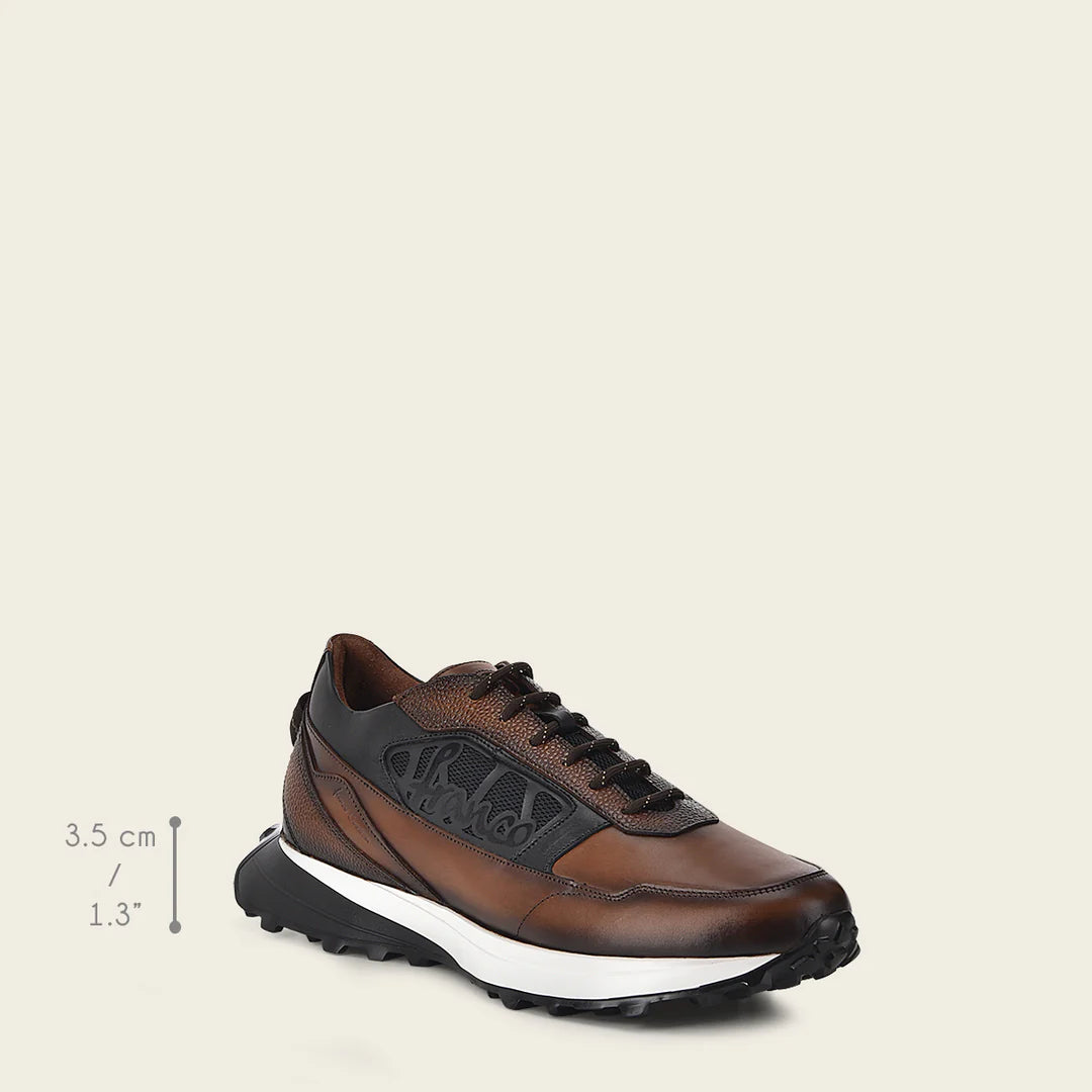 **Men's Cuadra Almond Casual Fashion Cowhide Leather Sneakers - Comfortable & Stylish for Everyday Wear, Work, and Travel**