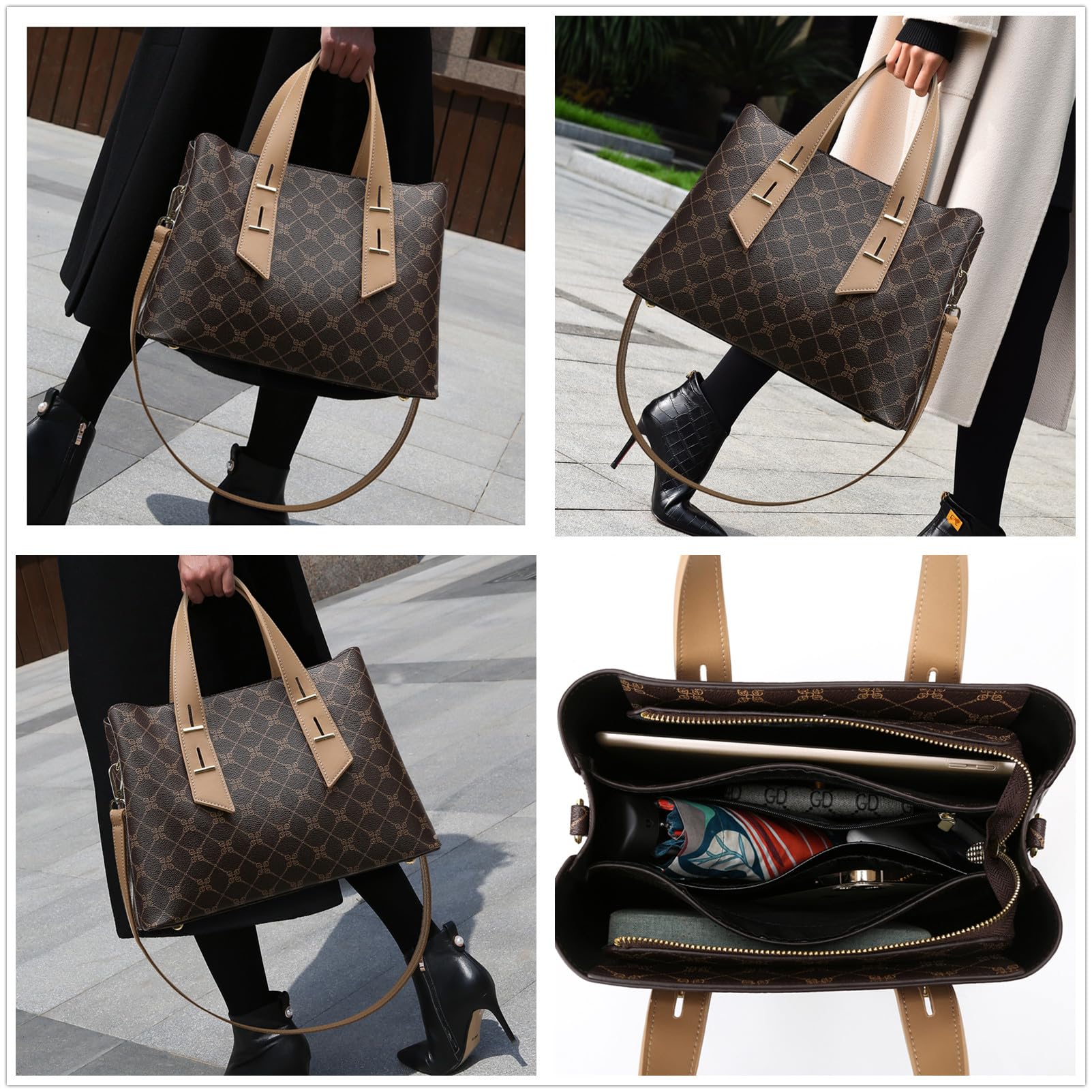 Women's PU Leather Crossbody Handbag - Tote & Shoulder Bag for Work & Travel