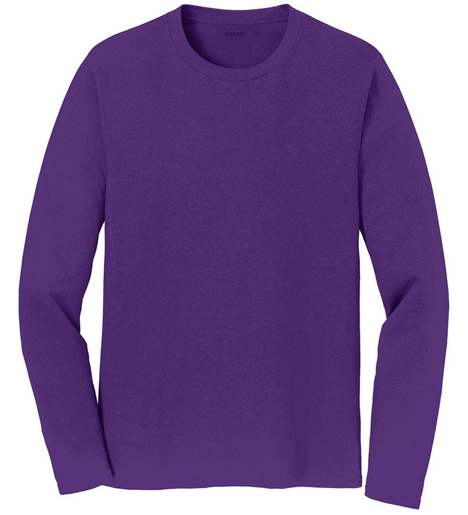 Joe's USA Men's Soft Cotton Long Sleeve Lightweight T-Shirt - Breathable Comfort Fit Casual Tee - Sizes S to 6XL - Perfect for Everyday Wear, Workouts & Outdoor Activities