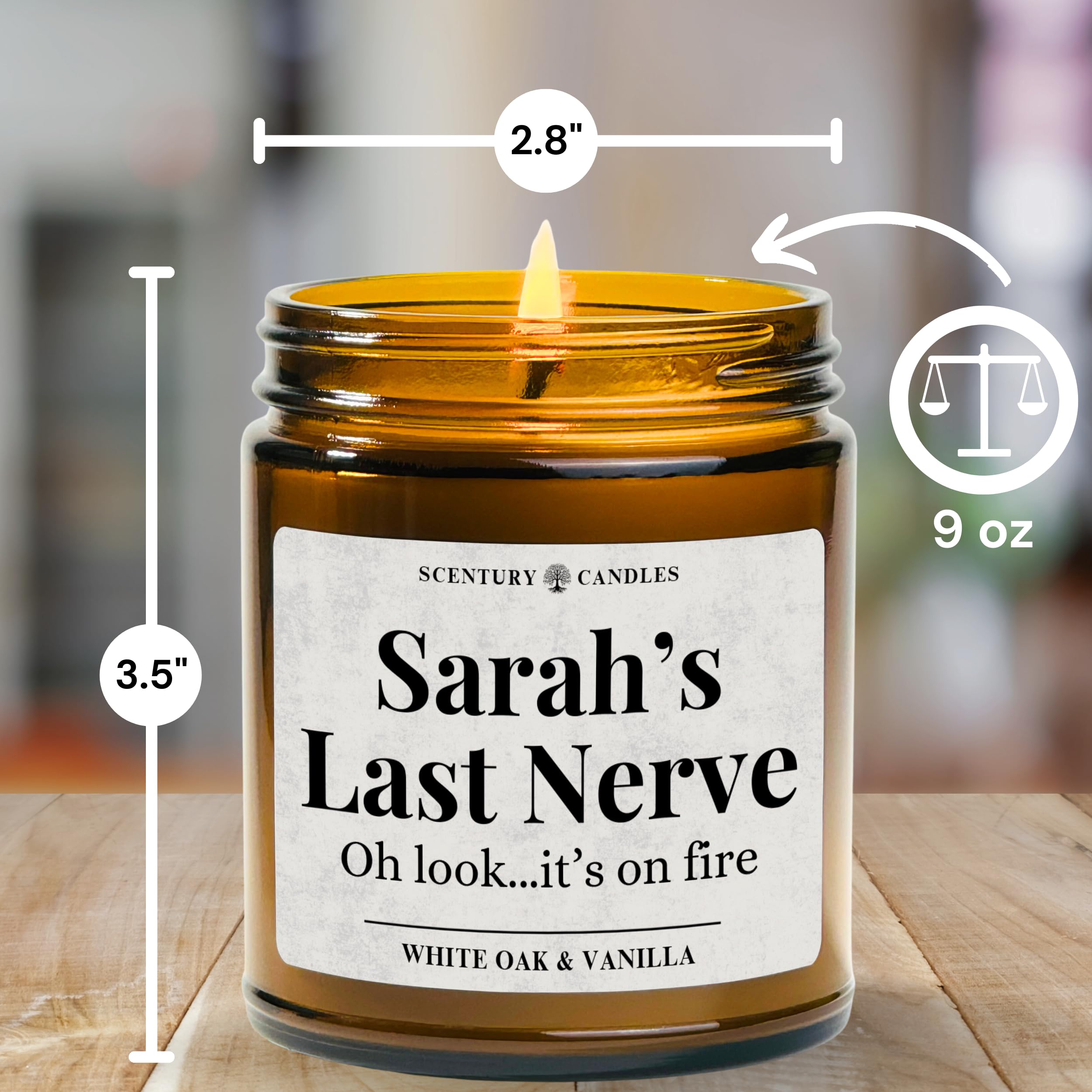 Personalized Last Nerve Scented Soy Candle - Choose Your Fragrance | Custom Birthday Gift for Women & Men | Funny Coworker, Mom & Dad Gift | Handmade in USA | Perfect for Stress Relief, Home Decor & Gag Gifts