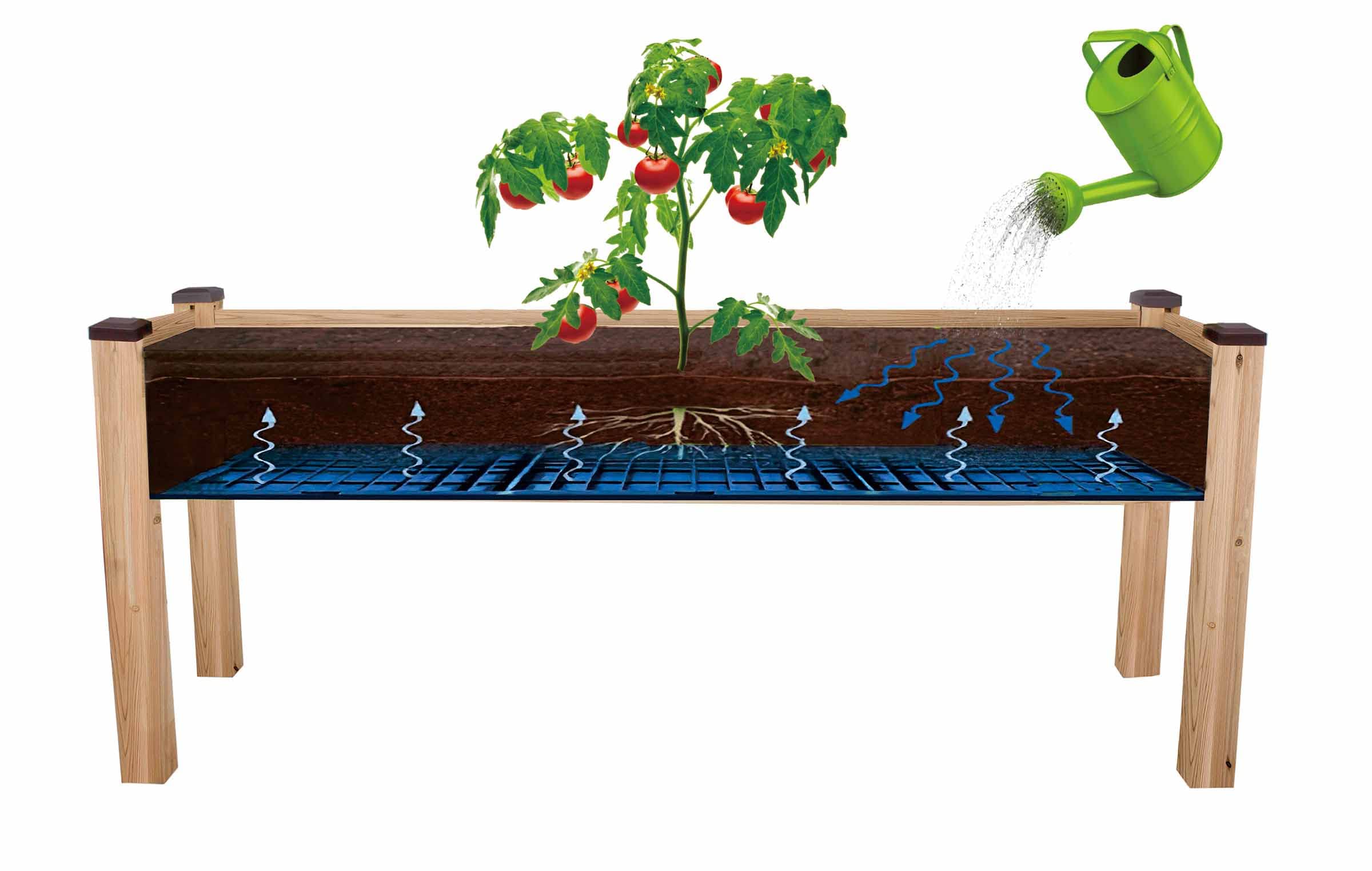 Elevated Cedar Planter Box with Greenhouse & Bug Net Cover - 23