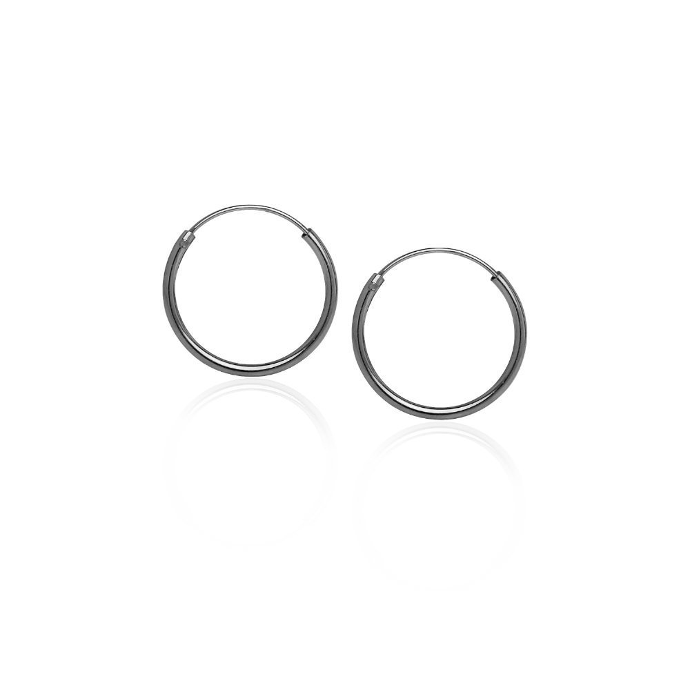 1.2mm Sterling Silver Endless Hoop Earrings 16mm - Minimalist Hoops & Loops Design for Everyday Wear | Perfect for Work, Date Night & Casual Outfits