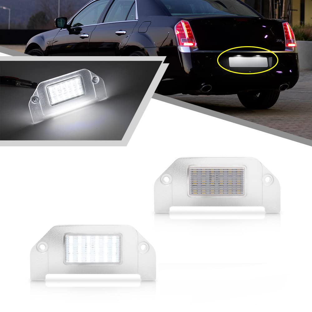 2Pcs LED License Plate Lights for Chrysler 300 2005-2014 - High Power SMD Xenon White LED Bulbs, Error Free, Easy Installation - Perfect for Night Driving & Enhanced Vehicle Appearance