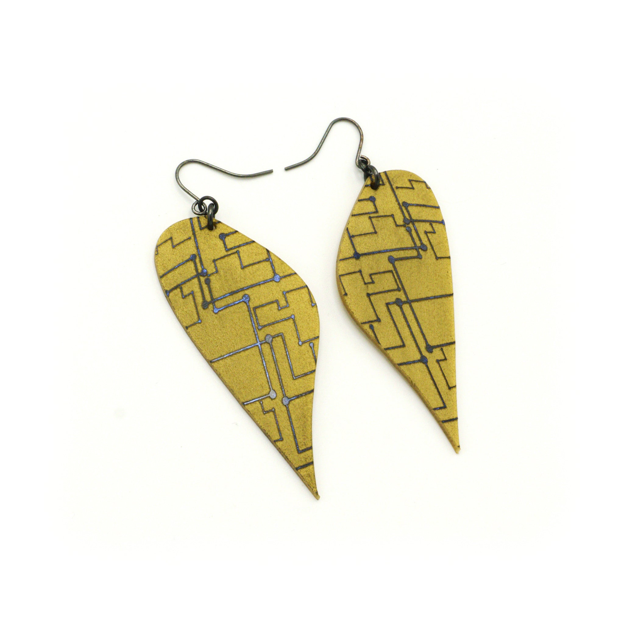 Kaitana 'Circuit (R)' Acrylic Earrings - Celestial Blue & Gold | Trendy Statement Jewelry for Women, Perfect for Parties, Weddings & Everyday Wear