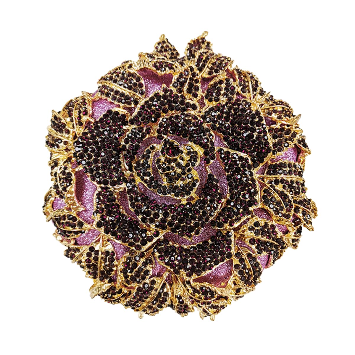Elegant Rose Flower Evening Clutch Purse for Women - Round Shape Wedding Party Cocktail Handbag | Perfect for Formal Events, Prom Night & Special Occasions