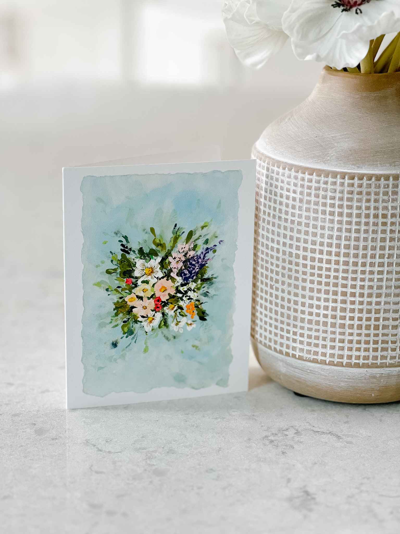 Spring Flowers Bouquet with Greeting Card - Perfect for Mother's Day, Birthday & Anniversary Gifts - Floral Arrangement for Home Decor & Special Occasions