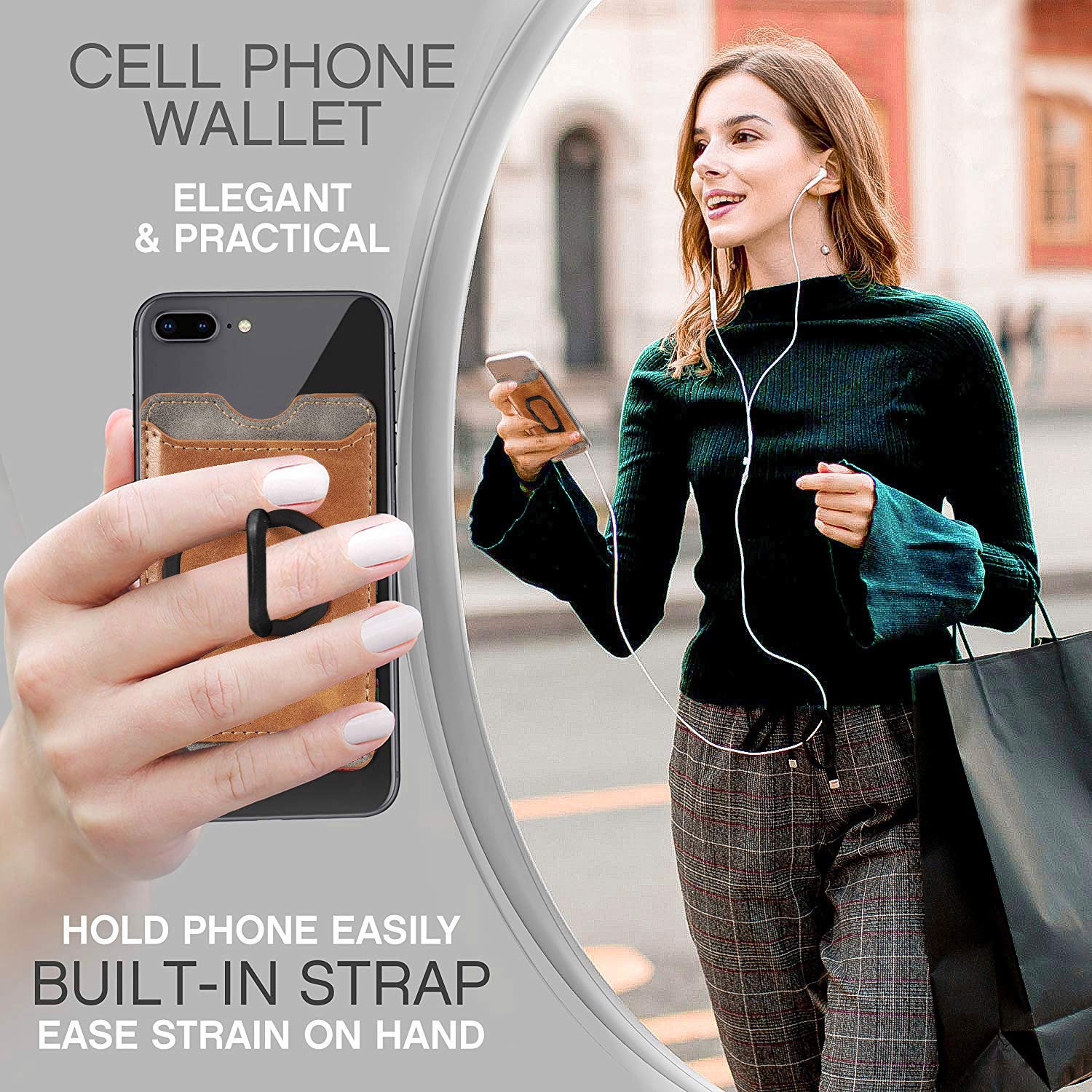 RFID Blocking Phone Card Holder - Magnetic Kickstand PU Leather Wallet with Adhesive Back for iPhone, Samsung, Android - Secure Credit Card & Cash Storage for Travel, Work & Daily Use