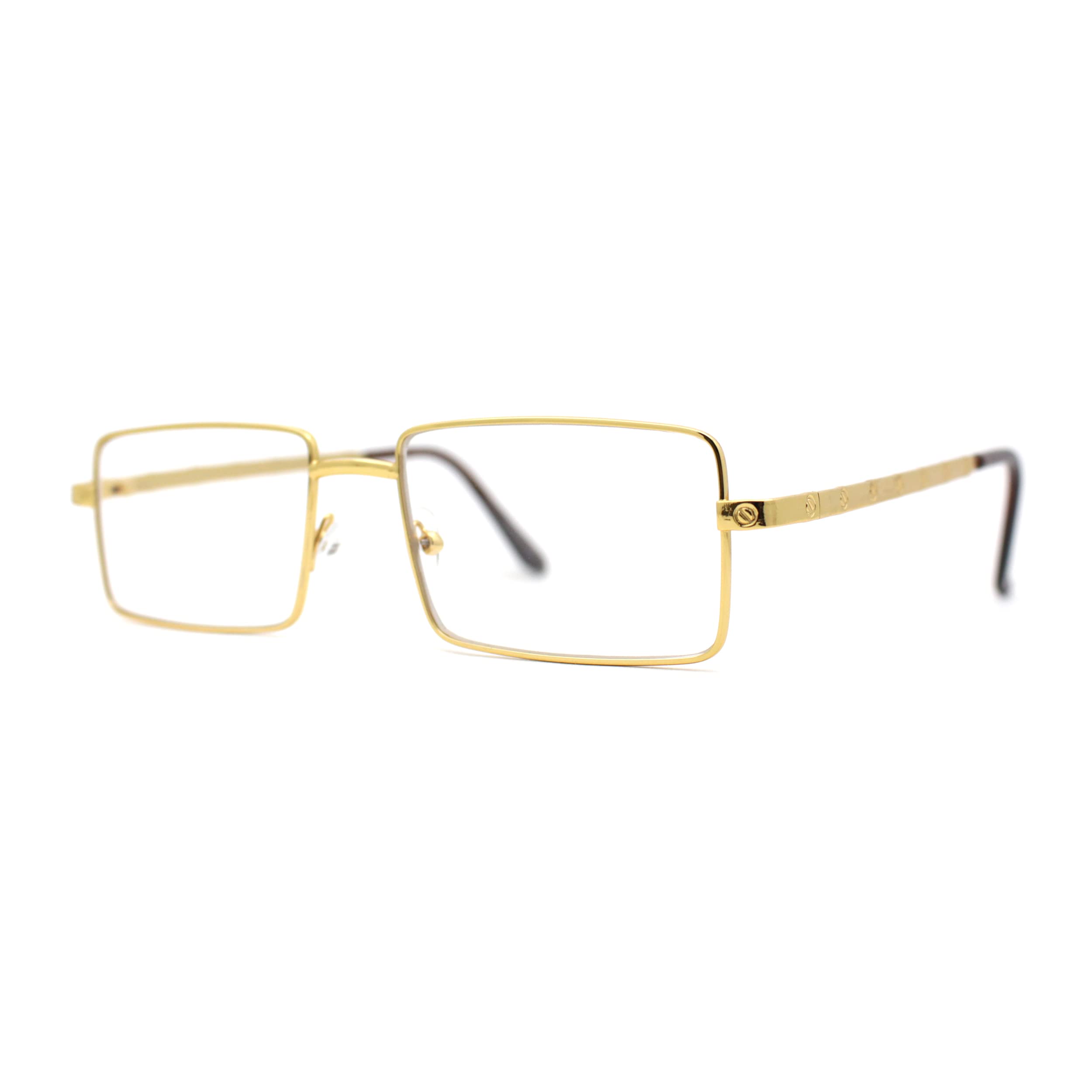 Square Retro Metal Frame Eyeglasses for Men - Classic Dad Style Reading Glasses for Work, Driving & Everyday Use