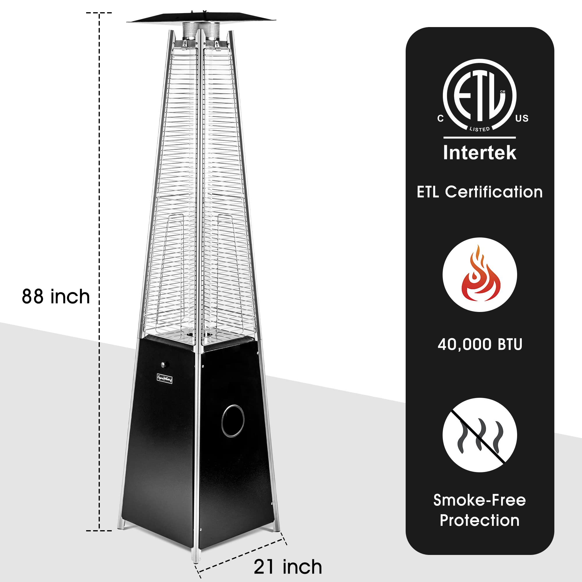 LEGACY HEATING 40,000 BTU Outdoor Propane Patio Heater with Reflector Shield & Wheels - Commercial & Residential Use for Garden, Porch, Deck, Party | Perfect for Outdoor Dining, Backyard Gatherings & Cold Weather Comfort