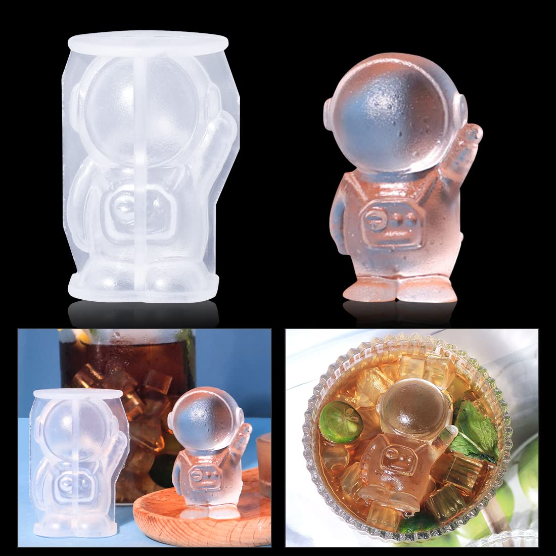 Voyyphixa 3D Astronaut Ice Cube Mold - Silicone Mold for Epoxy Resin Casting, DIY Ornaments, Ice Coffee & Juice Cubes, Soap & Candle Making - Perfect for Home Bars, Party Drinks & Craft Projects