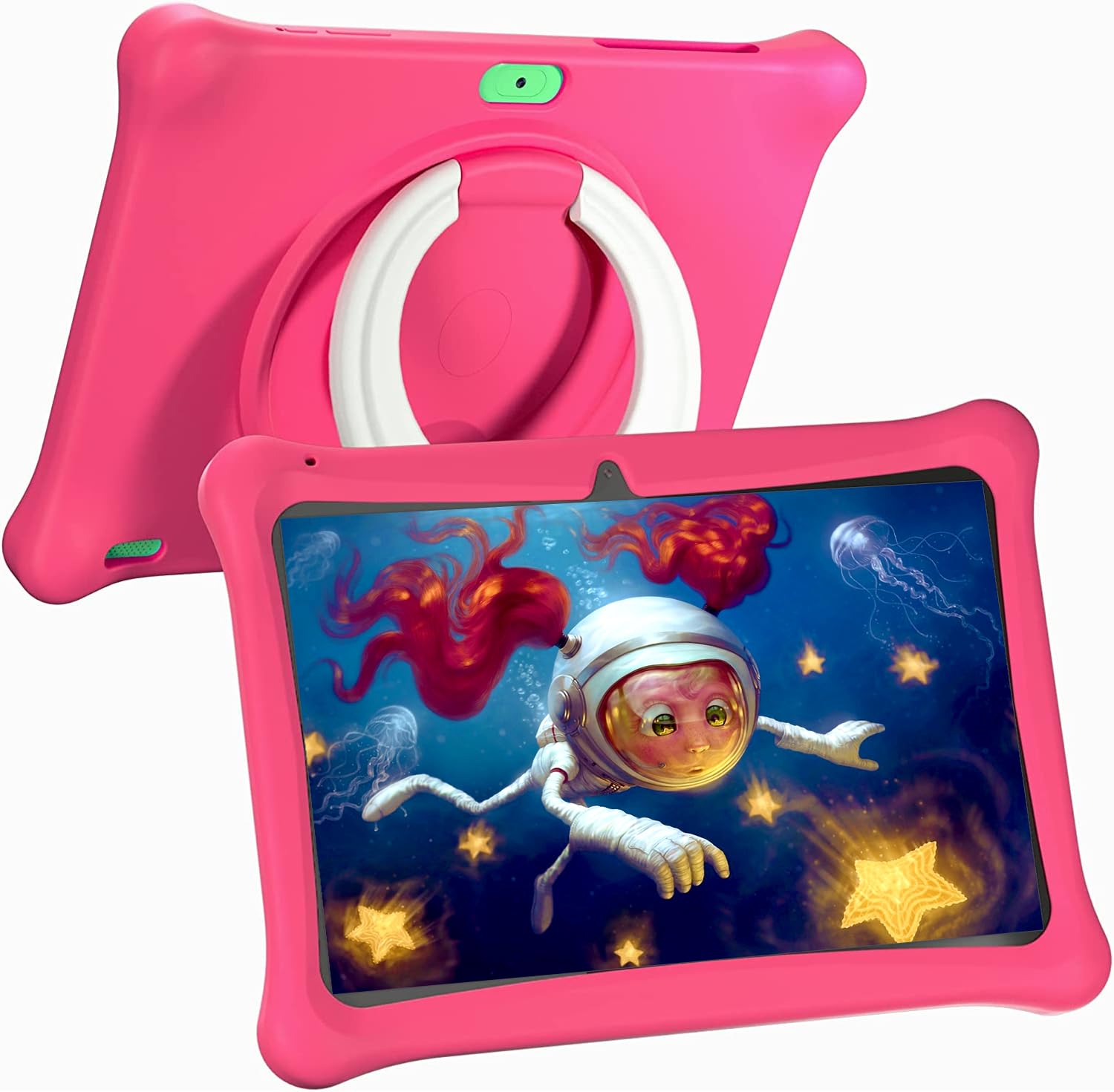 SGIN 10 Inch Android 12 Kids Tablet with 2GB RAM 64GB Storage - Dual Camera WiFi Tablet for Children with Parental Control, Protective Case & Preloaded Educational Games (Pink) - Perfect for Learning, Travel & Home Entertainment