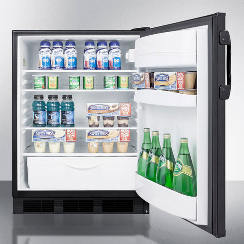 Accucold 24-Inch Wide Built-In All Refrigerator with Automatic Defrost - Black Exterior (FF6BKBI) - Perfect for Home Kitchen, Restaurant, or Commercial Use