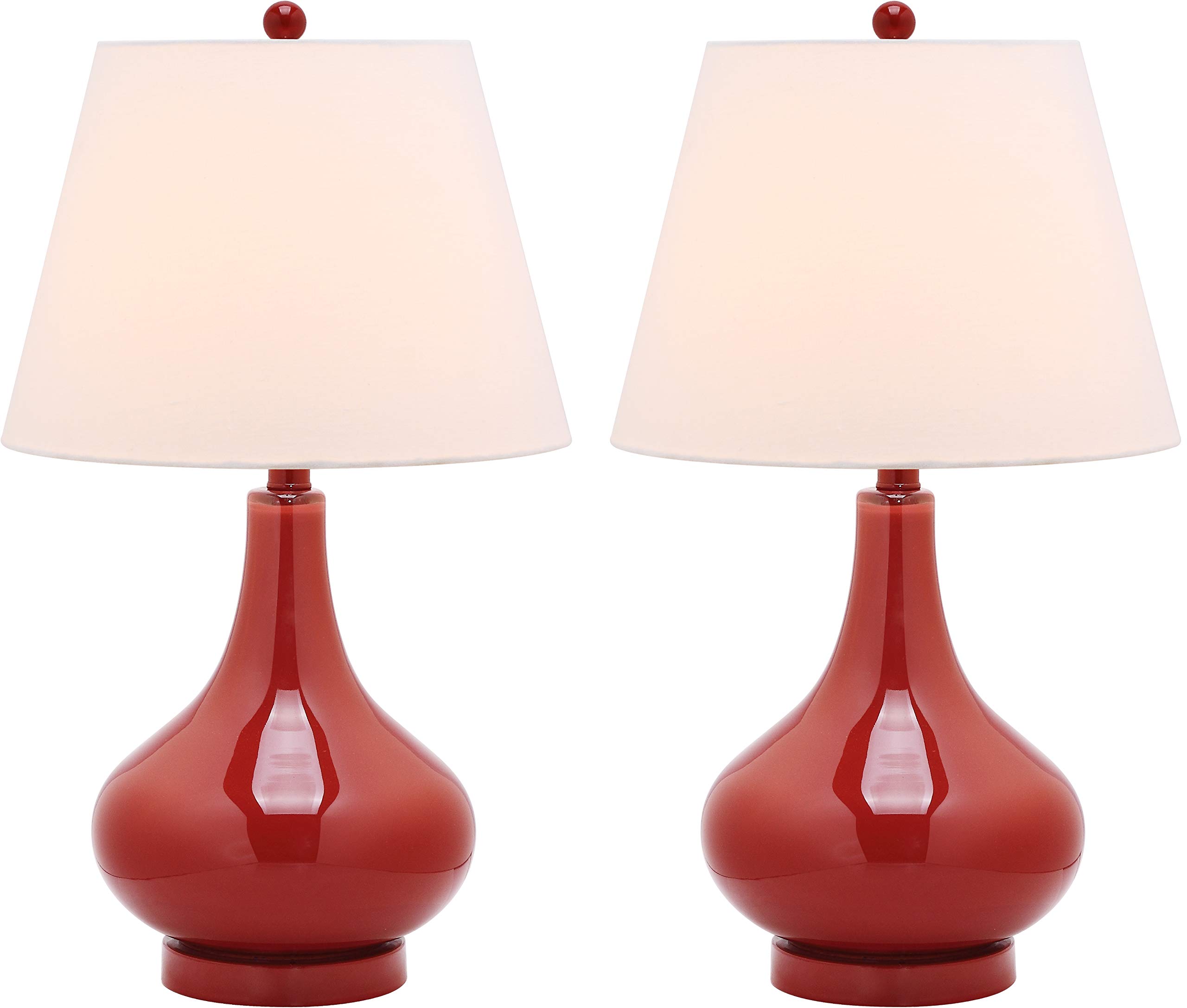 SAFAVIEH Amy Modern Contemporary Red Gourd Glass Table Lamp Set of 2 - 24