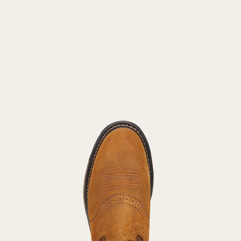 WorkHog Pull-On Work Boots for Men - Comfortable & Durable Aged Bark Leather - Ideal for Construction, Farming & Outdoor Work