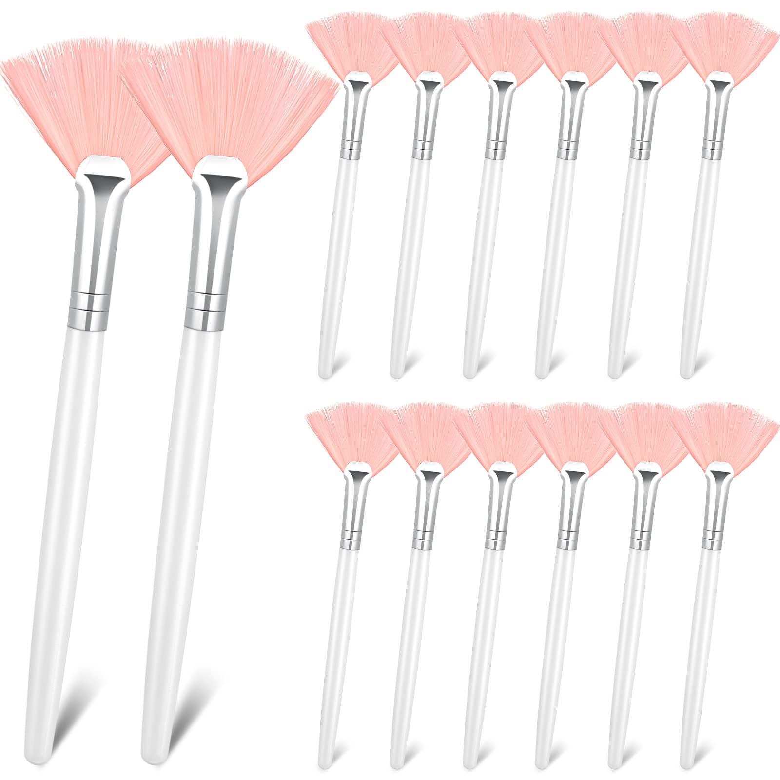 Patelai 14-Piece Fan Brush Set - Professional Makeup Brushes for Foundation, Blending & Contouring (Pink) | Perfect for Liquid, Powder & Cream Cosmetics | Ideal for Home & Professional Makeup Artists