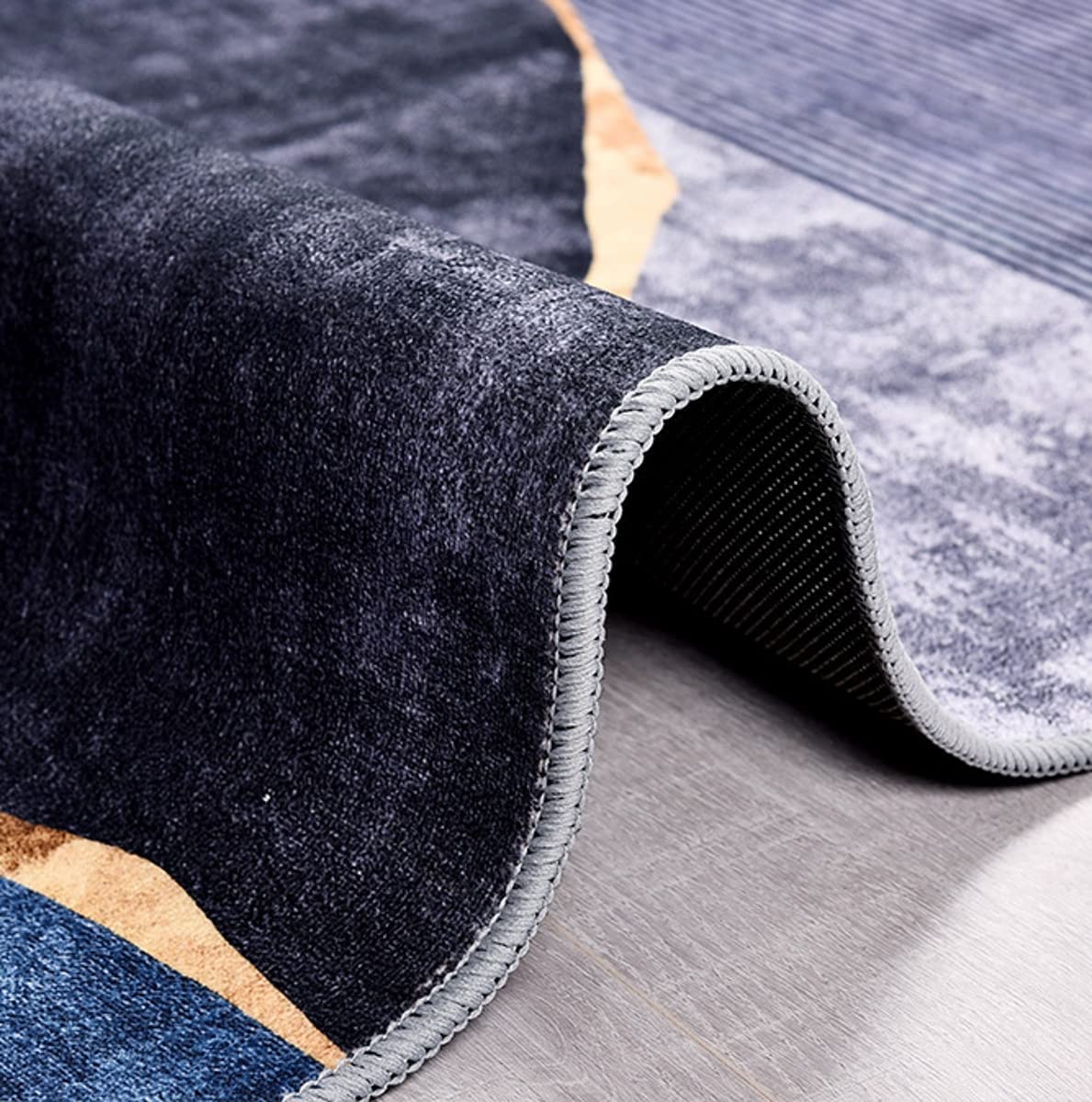 Modern Navy Gold Grey Marble Abstract Geometric Striped Area Rug 6x8 - Aesthetic Boho Chic Carpet for Living Room, Dining Room, Bedroom, Home Office, Farmhouse & Kitchen Runner - Perfect for Retro Accent, Floor Decor & Cozy Home Styling