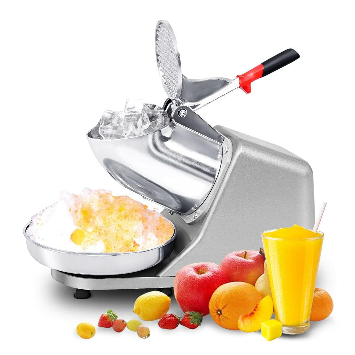 Electric Ice Crusher Machine with 3 Blades - 300W Stainless Steel Shaved Ice Maker for Home, Cafe, Hotel & Restaurant - Perfect for Cocktails, Smoothies, and Desserts
