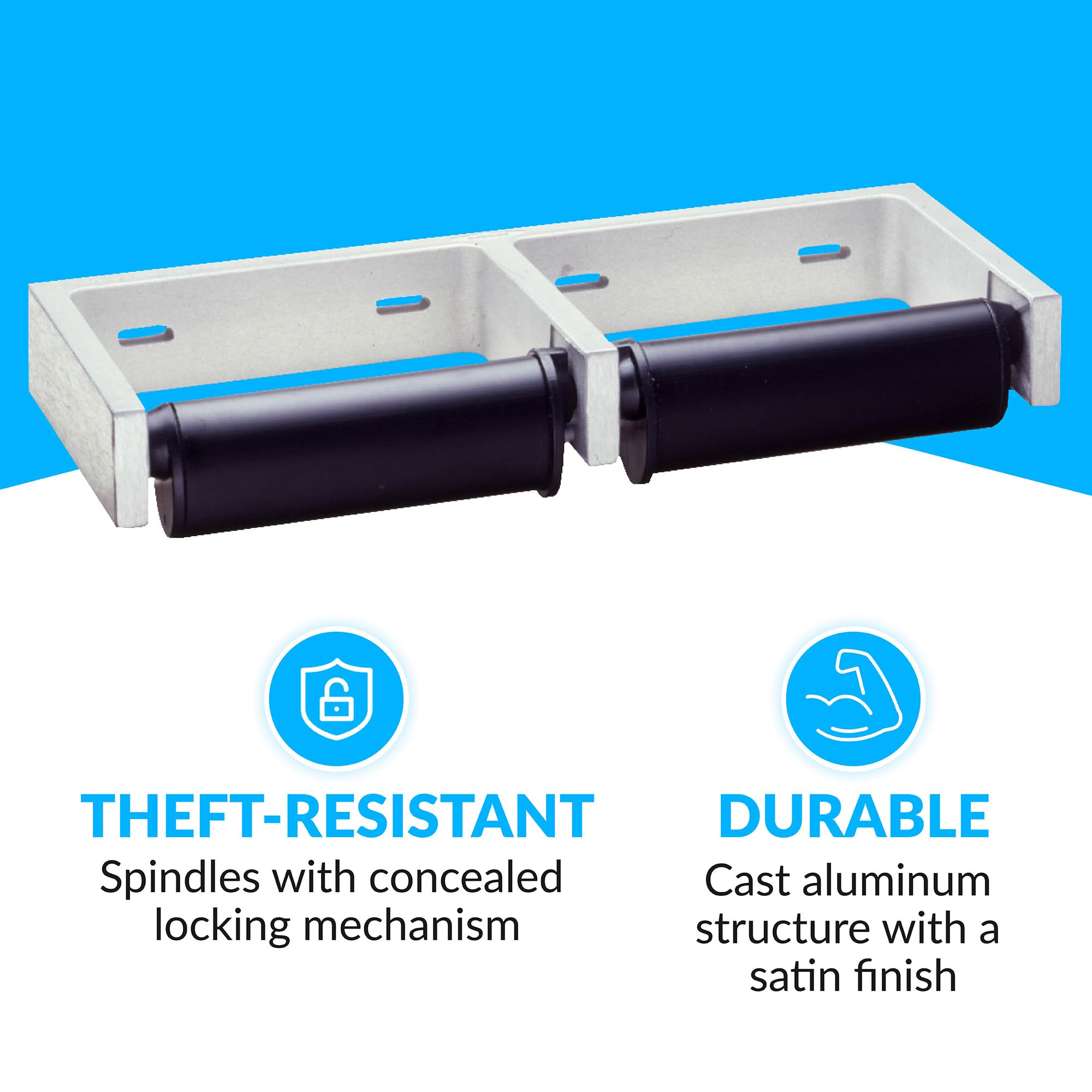 Bobrick B-2740 Two-Roll Toilet Paper Dispenser - Commercial Grade Stainless Steel Bathroom Tissue Holder for High-Traffic Restrooms, Offices & Public Facilities