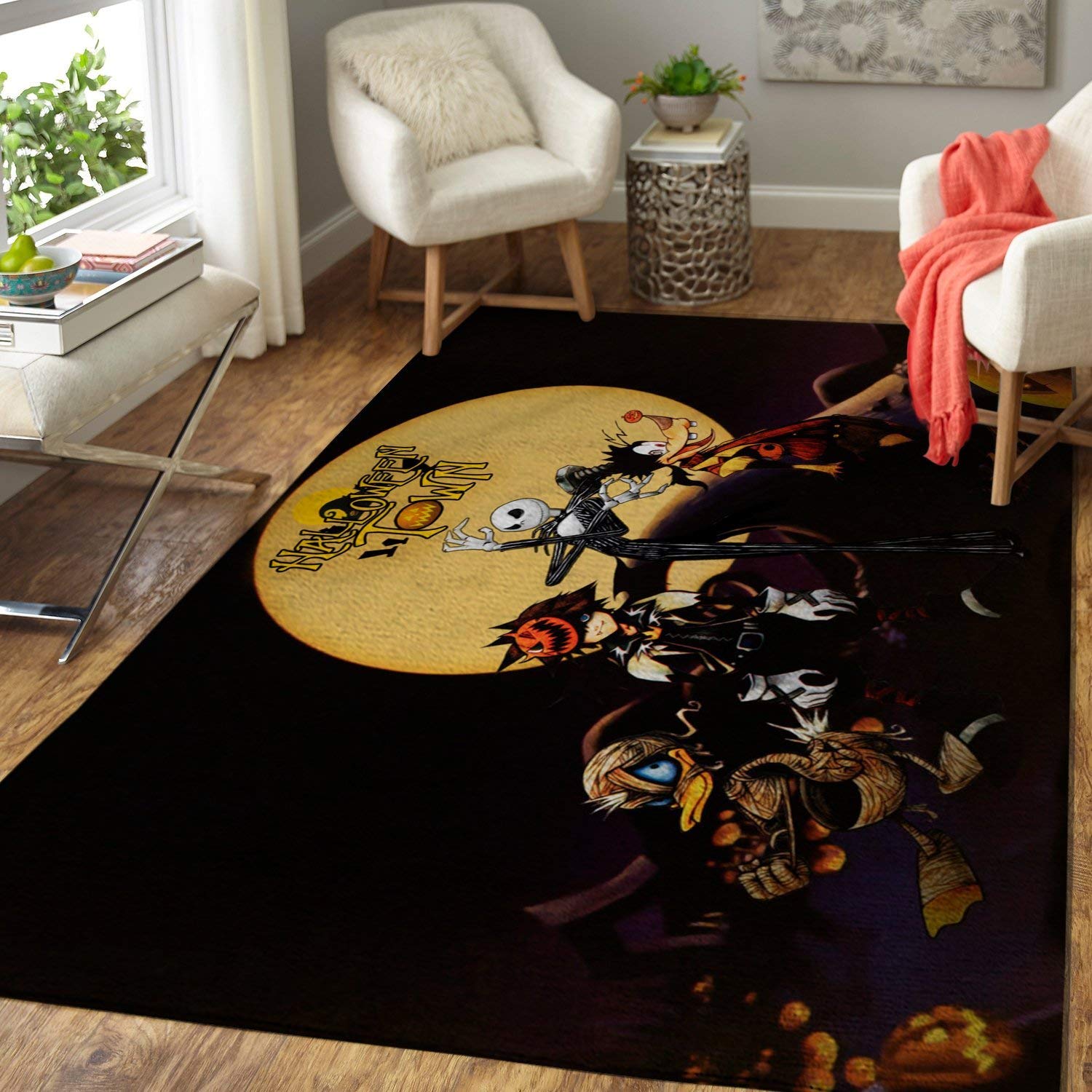 Halloween Kingdom Hearts Game Themed Carpet - Small Living Room Rug for Gamers & Anime Fans - Perfect for Bedroom, Dorm, or Gaming Room Decor