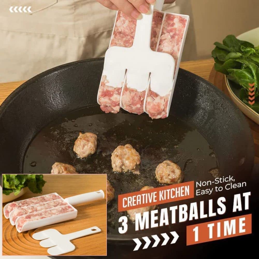2-Pack Non-Stick Meatball Maker - Triple Patty Mold for Homemade Meatballs, Cookies & Burgers | Kitchen Cooking Tools & Baking Accessories | Perfect for Meal Prep, Party Snacks & Family Dinners