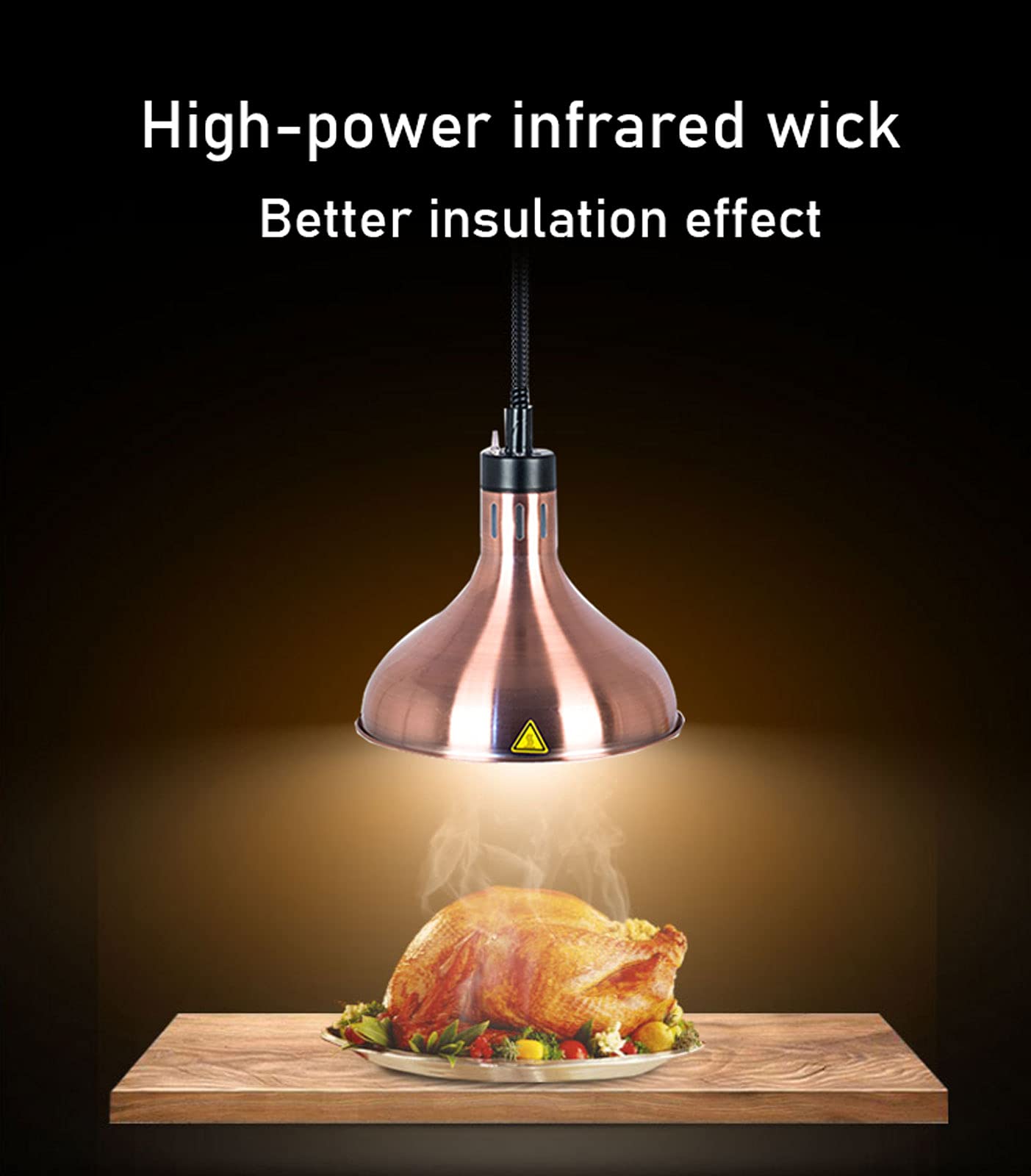 Commercial Food Warmer & Catering Heat Lamp - 60-180cm Retractable Buffet Heating Light for Steak, Pizza, BBQ - 250W Food Heat Chandelier for Restaurants, Home Kitchens & Cafeterias - Perfect for Buffets, Catering Events & Food Warm Keeping