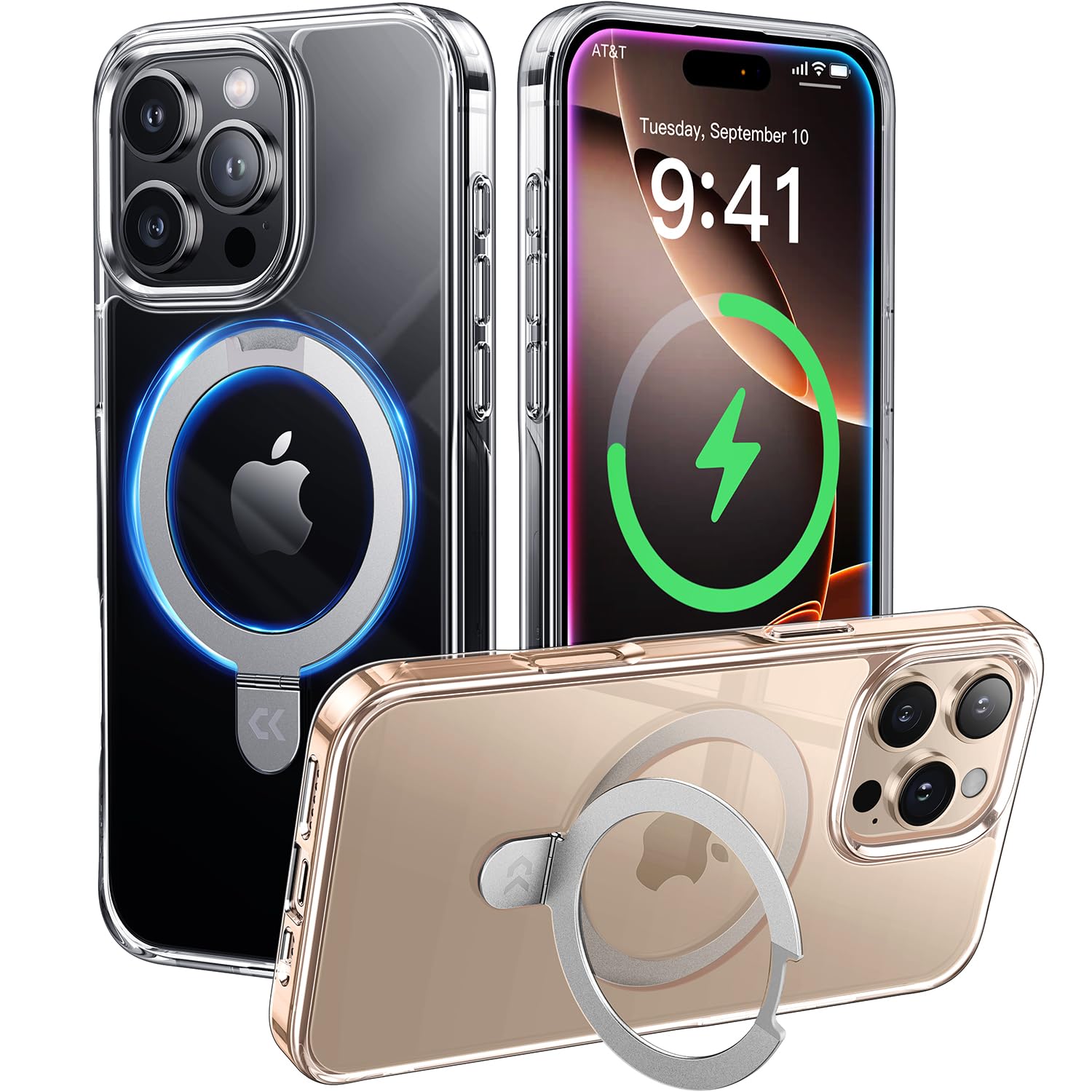 CASEKOO Ultra Magnetic iPhone 16 Pro Max Case with Invisible Stand - MagSafe Compatible, Military-Grade 16FT Drop Protection, Slim Clear Cover with Phone Grip for 6.9