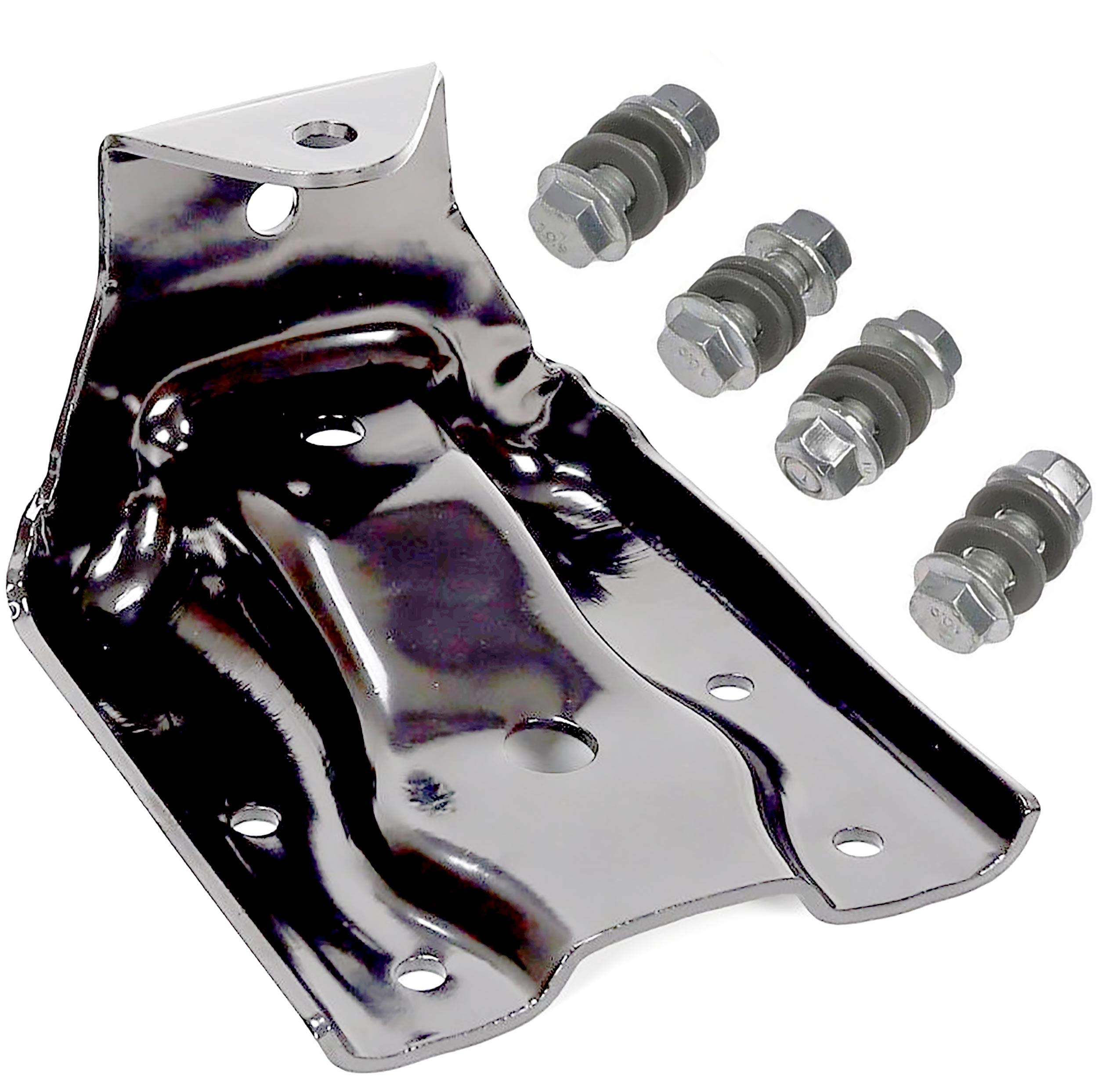 APDTY 833143 Rear Leaf Spring Steel Bracket with Bolts for Chevy Silverado & GMC Sierra 1500 - Heavy Duty Suspension Replacement Part for Off-Roading, Towing & Hauling