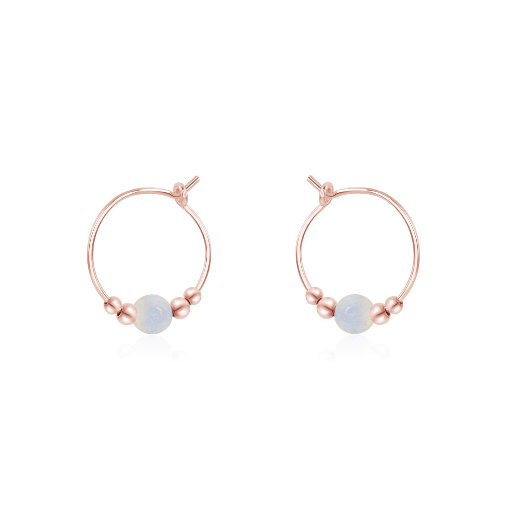 Rainbow Moonstone Beaded Hoop Earrings - Dainty & Elegant Jewelry for Women, Perfect for Everyday Wear, Parties & Special Occasions