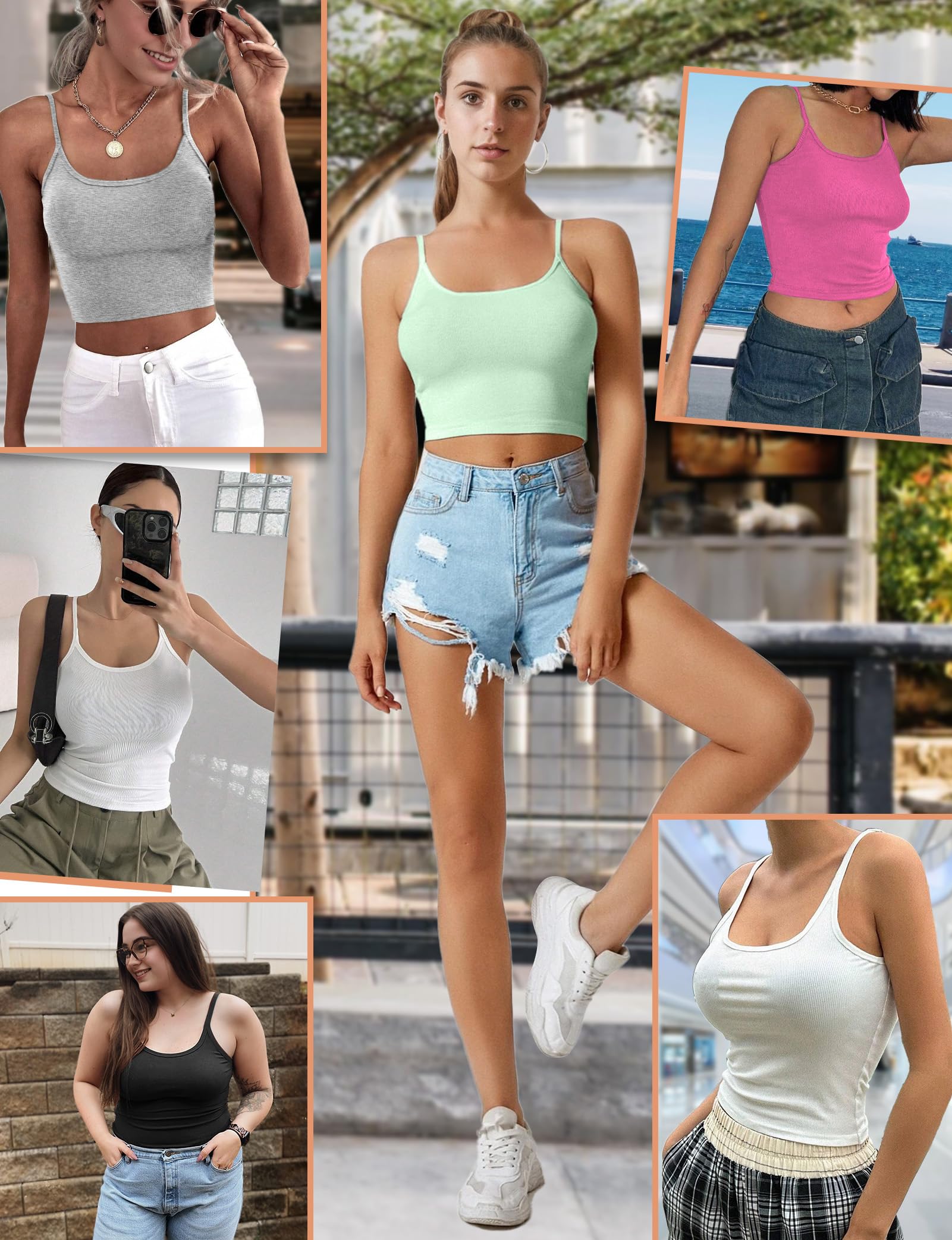 Women's Ribbed Sleeveless Crop Tank Tops - Scoop Neck Basic T-Shirts for Casual Wear, Gym, Beach & Summer Outfits